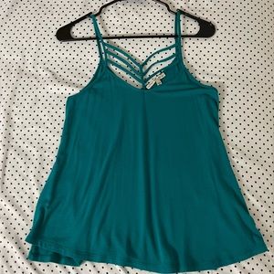 Express One Eleven Flowy Strappy Teal Tank Top XS